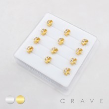 MULTI CZ CELESTIAL SPARKLING CRESCENT MOON WITH STAR 316L SURGICAL STEEL L-SHAPE NOSE BOX